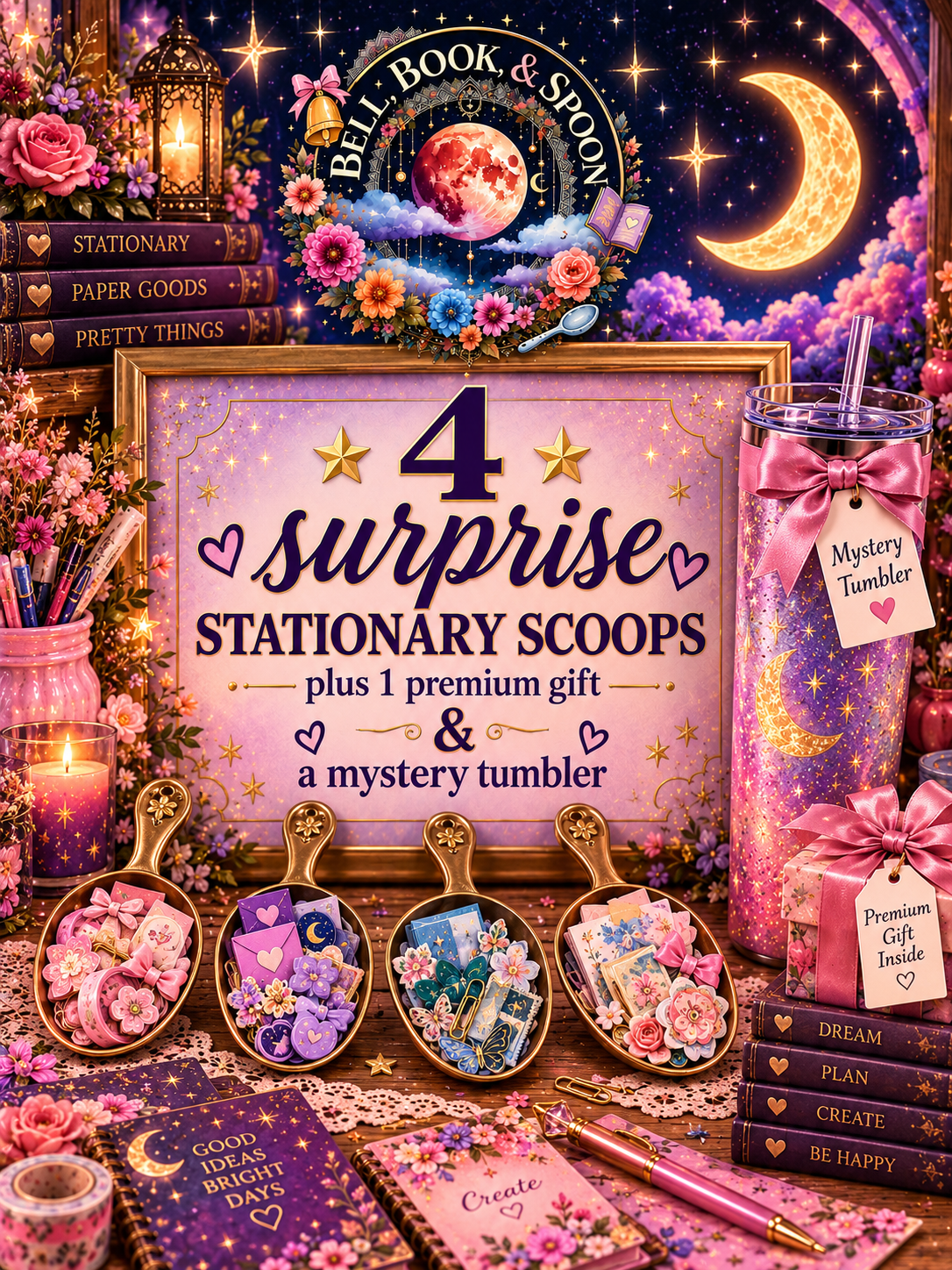 4 Surprise Stationary Scoops & Tumbler Bundle